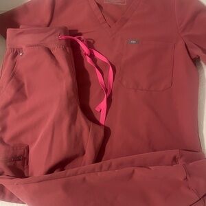 Figs Women's Track Pants in Coral Pink